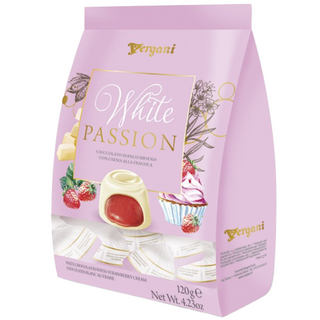 Vergani White Passion White Chocolate Pralines w/ Strawberry Filling - 120g
