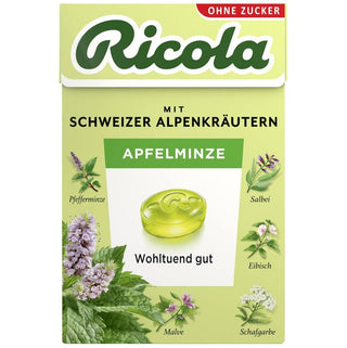 Ricola Apfelminze ( Apple Mint ) Sugar Free Box - 50 g - Euro Food Mart