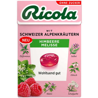 Ricola Himbeere Melisse ( Raspberry Lemon Balm ) Sugar Free Box - 50 g - Euro Food Mart