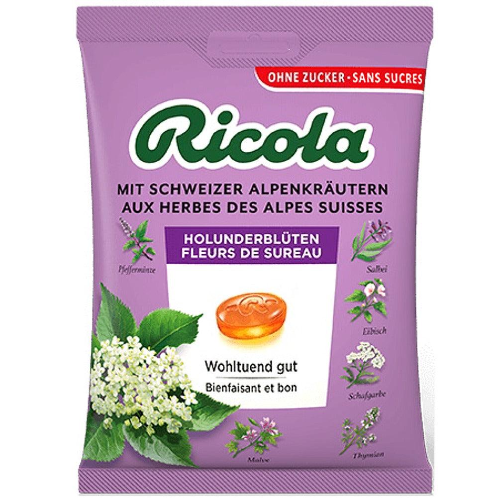 Ricola Holunderblueten ( Elderflower ) Sugar Free Bag 75 g Euro