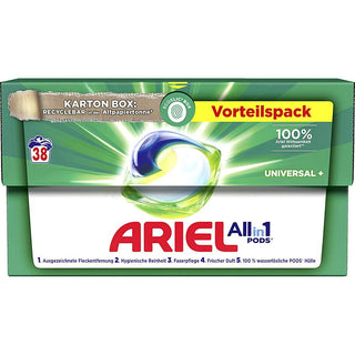 Ariel Universal All in 1 Pods Detergent in Cardboard Box ( 38 WL ) - Euro Food Mart