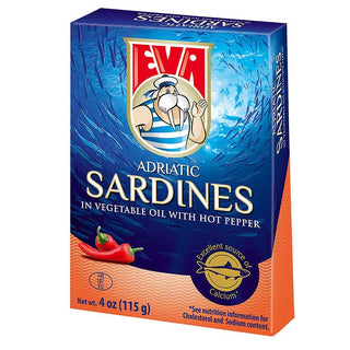 Eva Adriatic Sardines in Vegetable Oil with Hot Pepper - 4 oz - Euro Food Mart