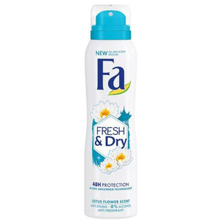 Fa Fresh & Dry Lotus Flower Scent (0% Alcohol ) Anti Perspirant Spray Deodorant- 150 ml - Euro Food Mart