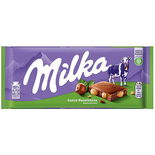 Milka Whole Hazelnuts & Milk Chocolate - 100 g - Euro Food Mart