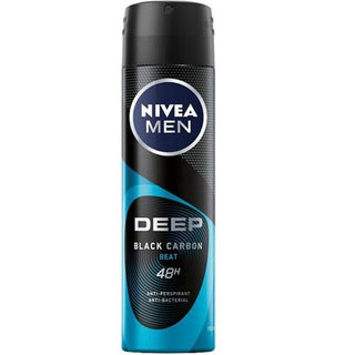 Nivea Men Deep Black Carbon Beat Spray Deodorant -150 ml - Euro Food Mart