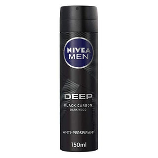 Nivea Men Spray Deodorant Deep Black Carbon Dark Wood -150 ml - Euro Food Mart