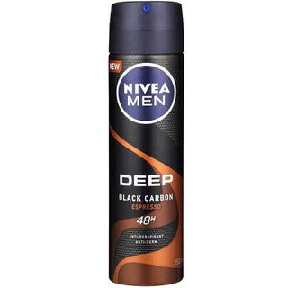 Nivea Men Spray Deodorant Deep Black Carbon Espresso -150 ml - Euro Food Mart