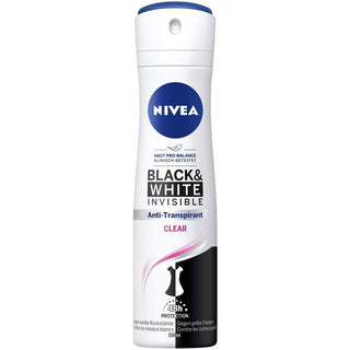 Nivea Spray Deodorant Invisible For Black & White Clear-150 ml - Euro Food Mart
