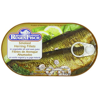 Rugen Fisch Smoked Herring Fillets in Vegetable Oil & Own Juice- 190 g / 6.7 oz. - Euro Food Mart