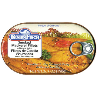 Rugen Fisch Smoked Mackerel Fillets in Brine & Own Juice- 190 g / 6.7 oz. - Euro Food Mart