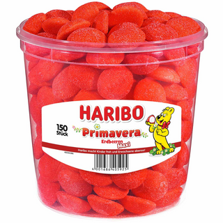 Haribo Primavera Strawberries Maxi Tub - 150 pcs / 1050 g