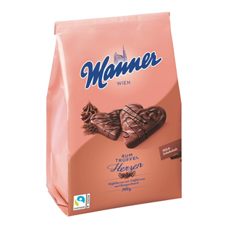 Manner Rum Truffel Wafer Hearts Milk Chocolate  - 300 g