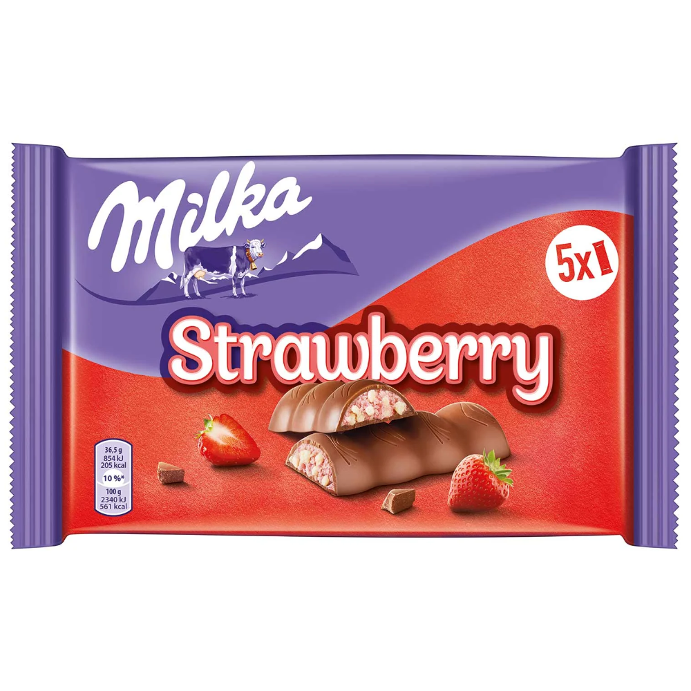 Milka Strawberry Riegel Multipack Chocolate Sticks- 5 x 36.5g – Euro ...