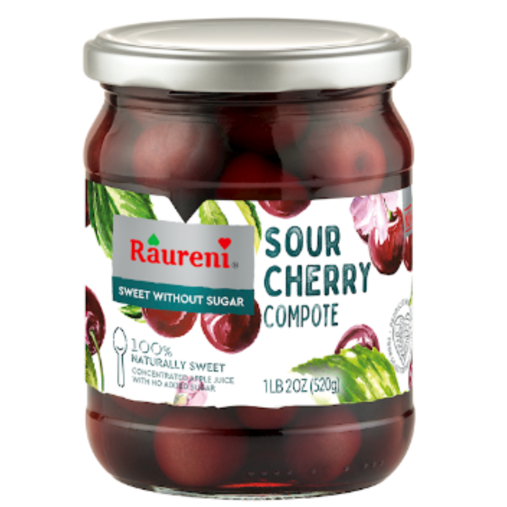 Raureni Sour Cherry Compote ( no sugar added ) -520 g – Euro Food Mart