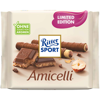 Ritter Sport Amicelli Milk Chocolate w/ Hazelnut Cream Filling & Wafer Pieces - 100g