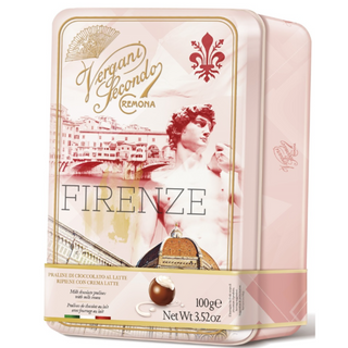 Vergani Firenze Milk Chocolate Pralines w/Milk Cream in Tin Box - 100 g