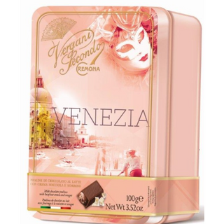 Vergani Venezia Milk Chocolate Pralines w/ Hazelnut Cream & Nougat in Tin Box - 100 g