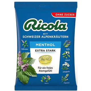 Ricola Menthol Extra Stark ( Menthol Extra Strong ) Sugar Free Bag - 75 g - Euro Food Mart