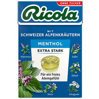 Ricola Menthol Extra Stark ( Menthol Extra Strong ) Sugar Free Box - 50 g - Euro Food Mart