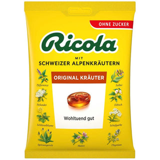 Ricola Original Kraeuterzucker ( Original Herbs ) Sugar Free Bag - 75 g - Euro Food Mart