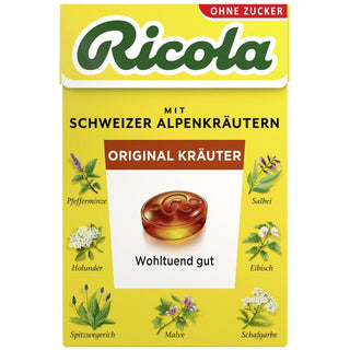 Ricola Original Kraeuterzucker ( Original Herbs ) Sugar Free Box - 50 g - Euro Food Mart