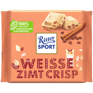 Ritter Sport White Cinnamon Crisp Chocolate 100 g - Euro Food Mart