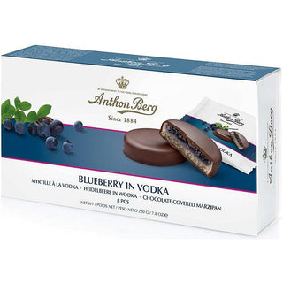 Anthon Berg Blueberry in Vodka Chocolate Covered Marzipan -220 g - Euro Food Mart