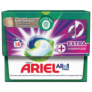 Ariel Color All in 1 Pods Detergent + Extra Fiber Care ( 14 WL ) - Euro Food Mart