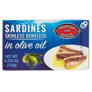 B & S Skinless Boneless Sardines in Olive Oil - 4.37 oz (124 g ) - Euro Food Mart
