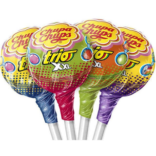 Chupa Chups XXL Trio Lollipops with Bubble Gum Center - 4 pcs / Different Flavors - Euro Food Mart