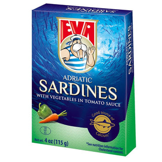 Eva Adriatic Sardines w / Vegetables in Tomato Sauce - 4 oz (115 g ) - Euro Food Mart