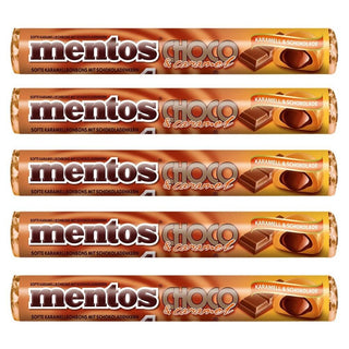 Mentos Caramel and Chocolate Chewy Dragees - SET of 5 Rolls - Euro Food Mart