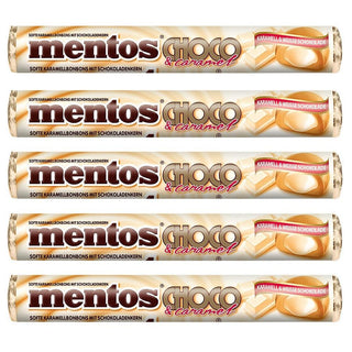 Mentos Caramel and White Chocolate Chewy Dragees - SET of 5 Rolls - Euro Food Mart