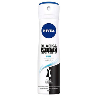 Nivea Spray Deodorant Invisible For Black & White Pure-150 ml - Euro Food Mart