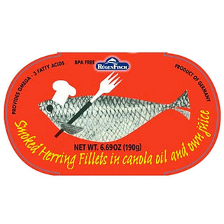 Rugen Fisch Smoked Herring Fillets in Canola Oil & Own Juice Retro Tin - 190 g / 6.69 oz. - Euro Food Mart