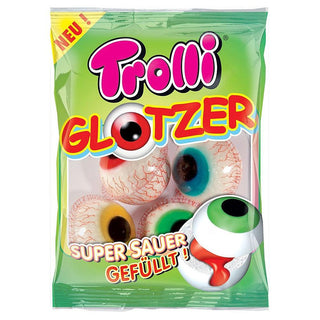 Trolli Glotzer ( Eyeball Shaped Marshmallow and Fruit Gums w/ sour liquid filling ) - 75 g - Euro Food Mart